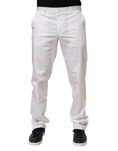 White Cotton Stretch Dress Formal Men Trouser Pants