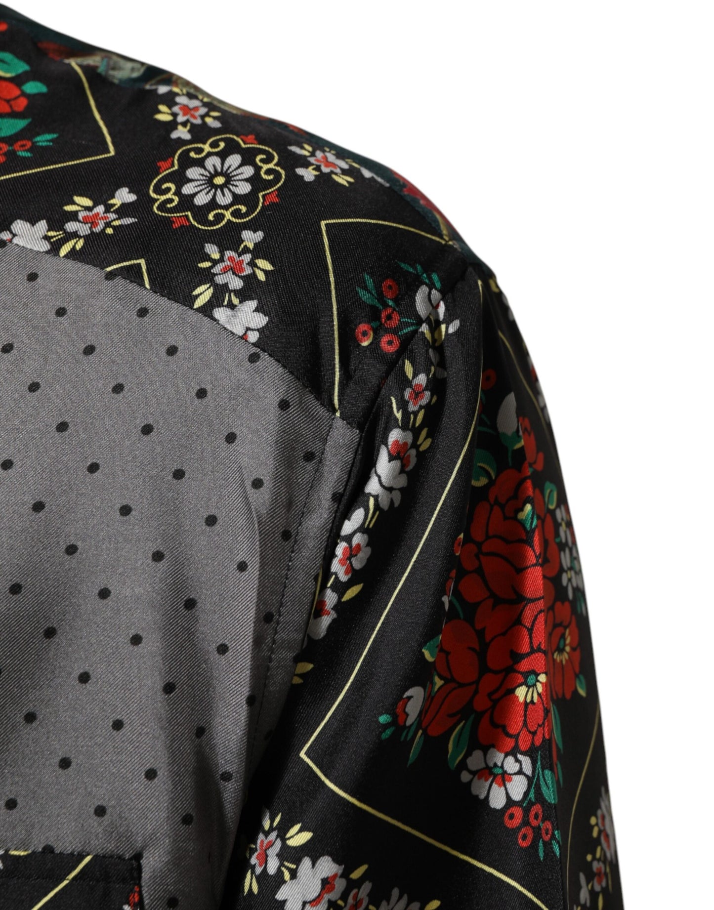 Multicolor Patchwork Long Sleeves Silk Shirt