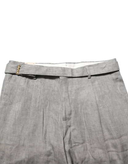 Gray Mid Waist Dress Formal Skinny Men Pants