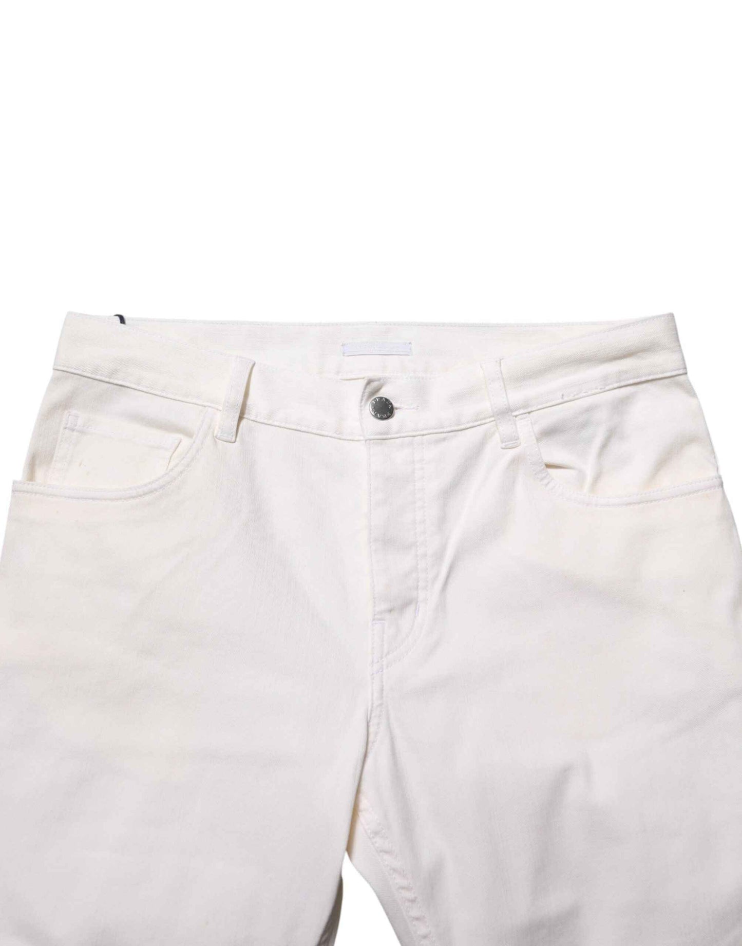 White Mid Waist Skinny Fit Denim Casual Trouser Jeans