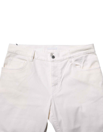 White Mid Waist Skinny Fit Denim Casual Trouser Jeans
