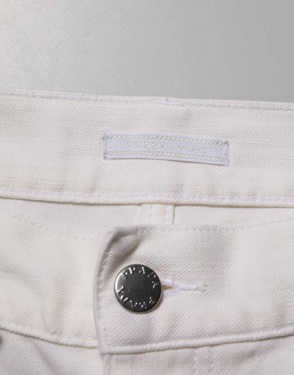 White Mid Waist Skinny Fit Denim Casual Trouser Jeans