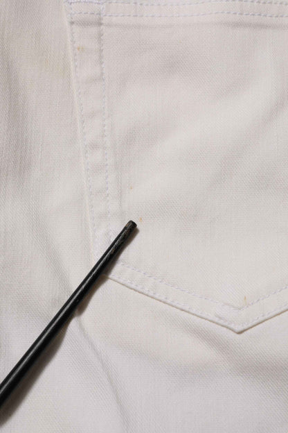 White Mid Waist Skinny Fit Denim Casual Trouser Jeans