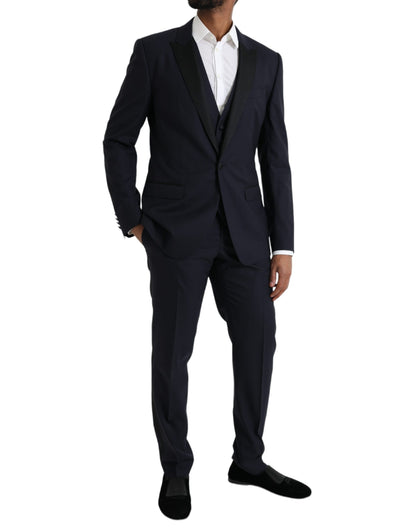 Blue Wool MARTINI 1 Button Men 3 Piece Suit