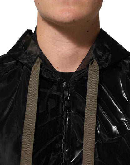 Black Camouflage Hooded Men Full Zip Sweater