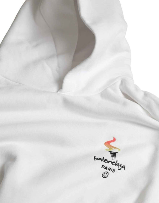 White Cotton Hooded Pullover OVERSIZE Sweater