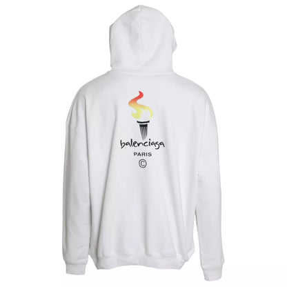 White Cotton Hooded Pullover OVERSIZE Sweater