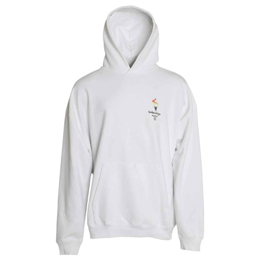 White Cotton Hooded Pullover OVERSIZE Sweater