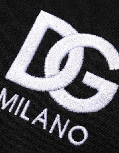 Black Cotton DG Logo Embroidery Top  T-shirt