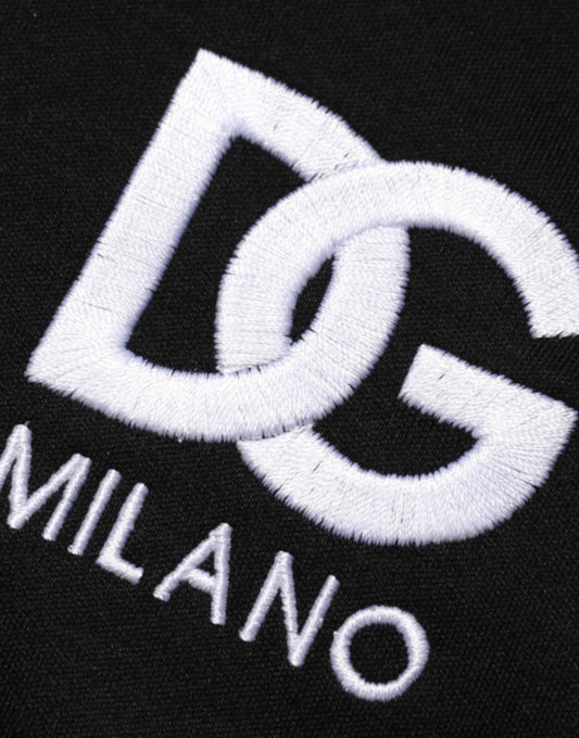 Black Cotton DG Logo Embroidery Top  T-shirt