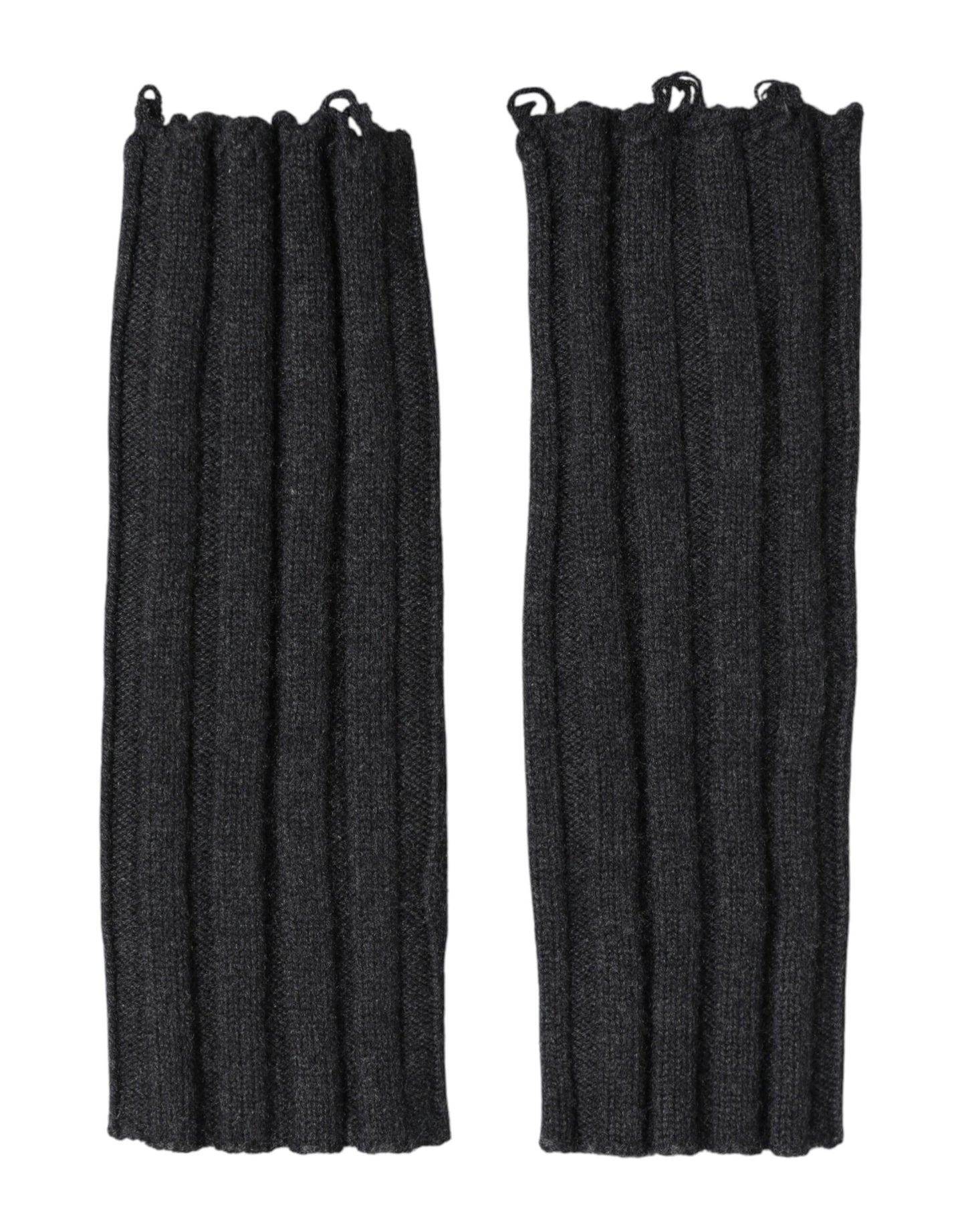 Black Virgin Wool Knitted Fingerless Gloves