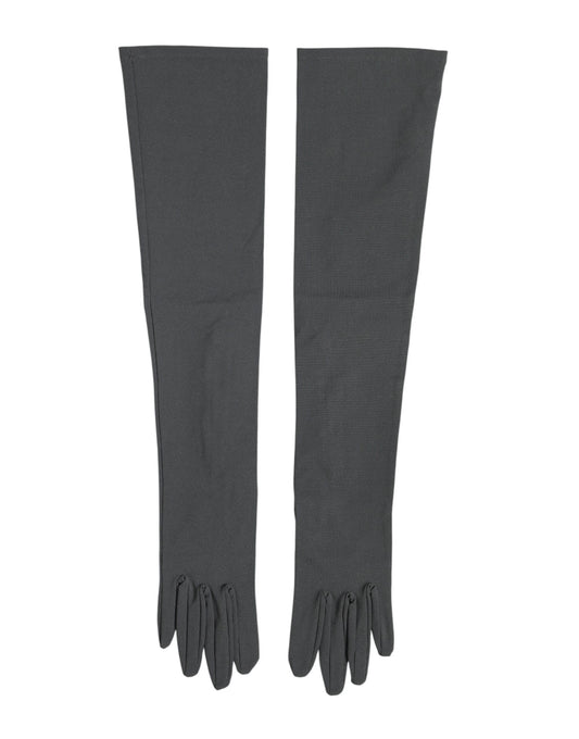 Dark Gray Viscose Elbow Length Mitten Men Gloves
