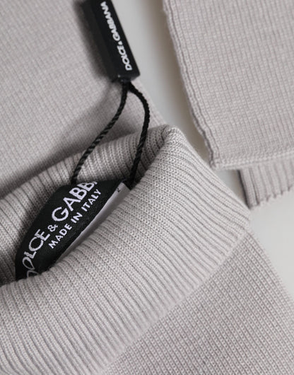 Gray Virgin Wool Knitted Fingerless Men Gloves