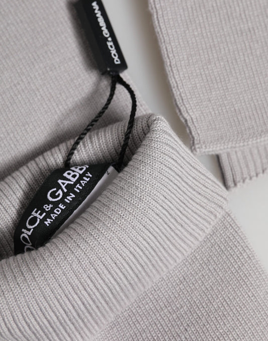 Gray Virgin Wool Knitted Fingerless Men Gloves