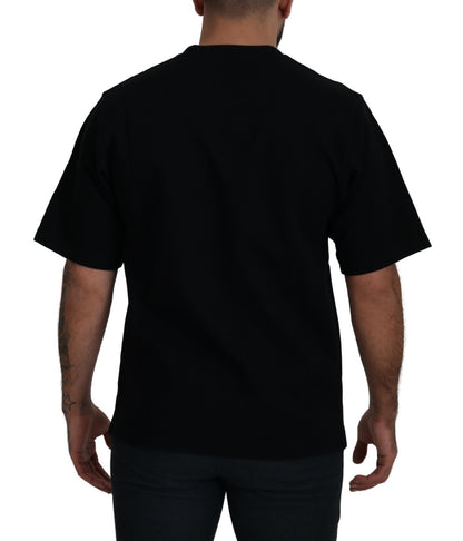 Cotton Black Printed Crewneck Tee T-shirt