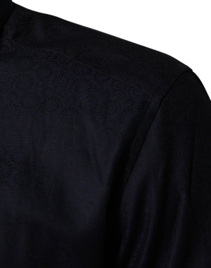 Blue Cotton Collared Long Sleeve GOLD Men Dress Shirt