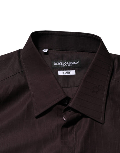 Brown Cotton LongSleeve MARTINI Dress  Shirt