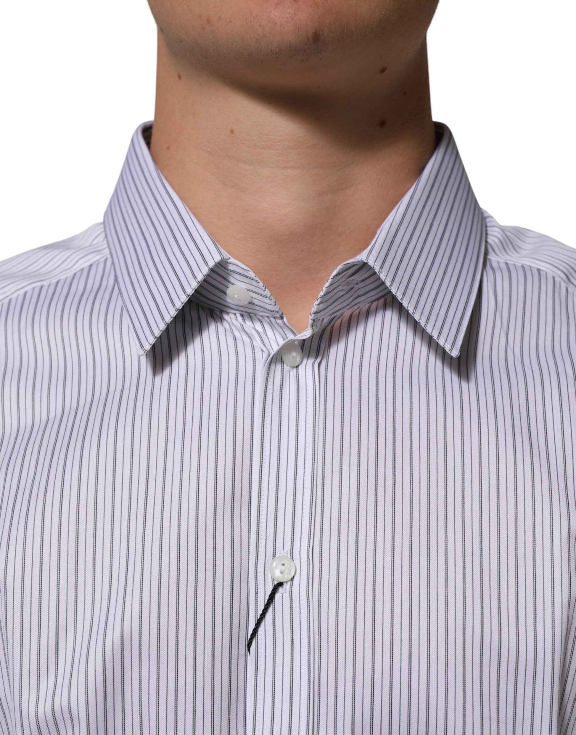 White Stripes Long Sleeves GOLD Dress Shirt