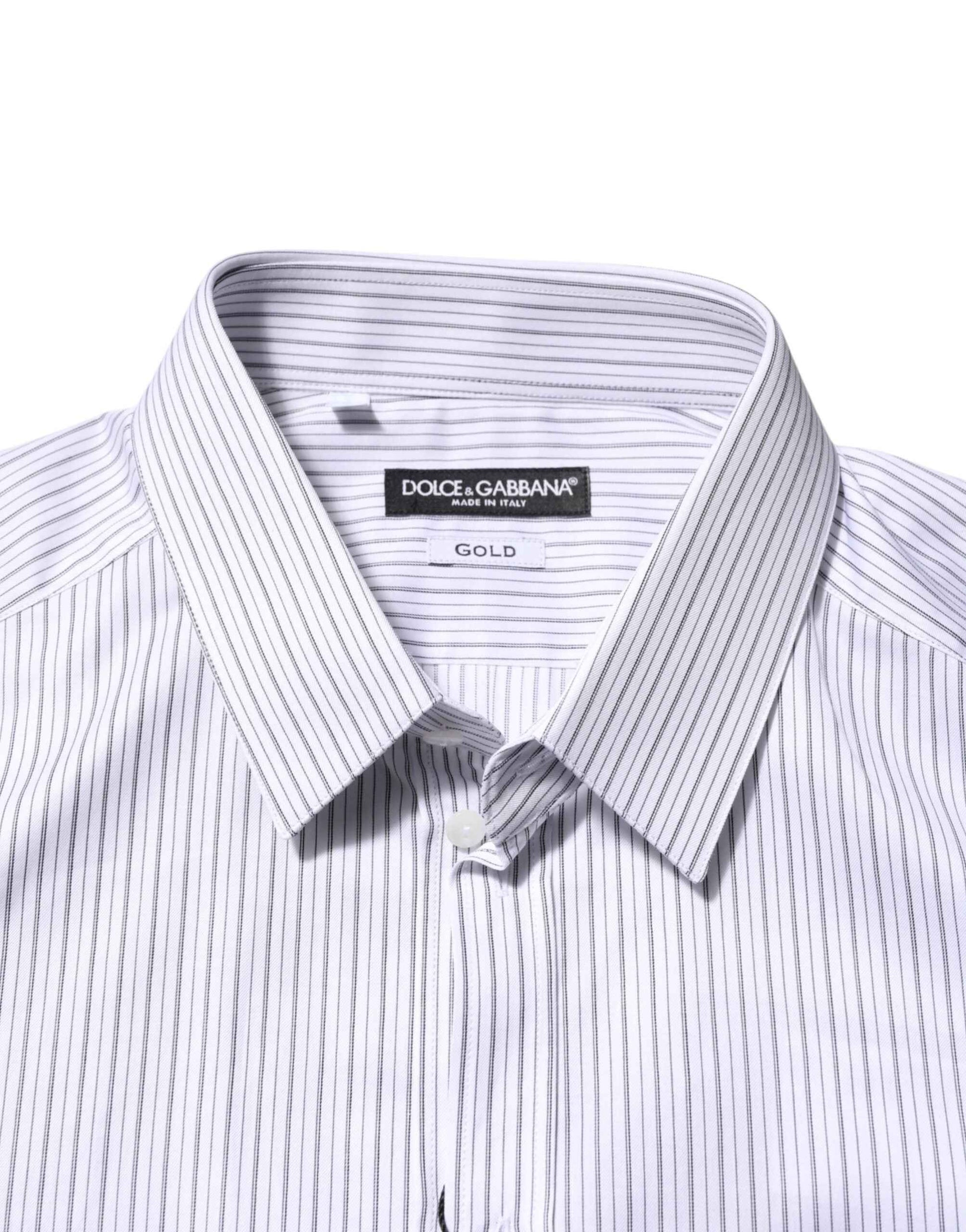 White Stripes Long Sleeves GOLD Dress Shirt