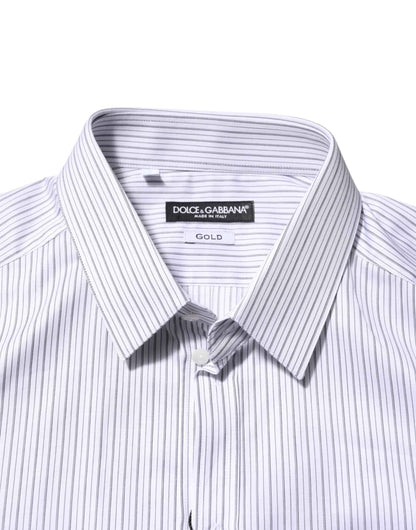 White Stripes Long Sleeves GOLD Dress Shirt