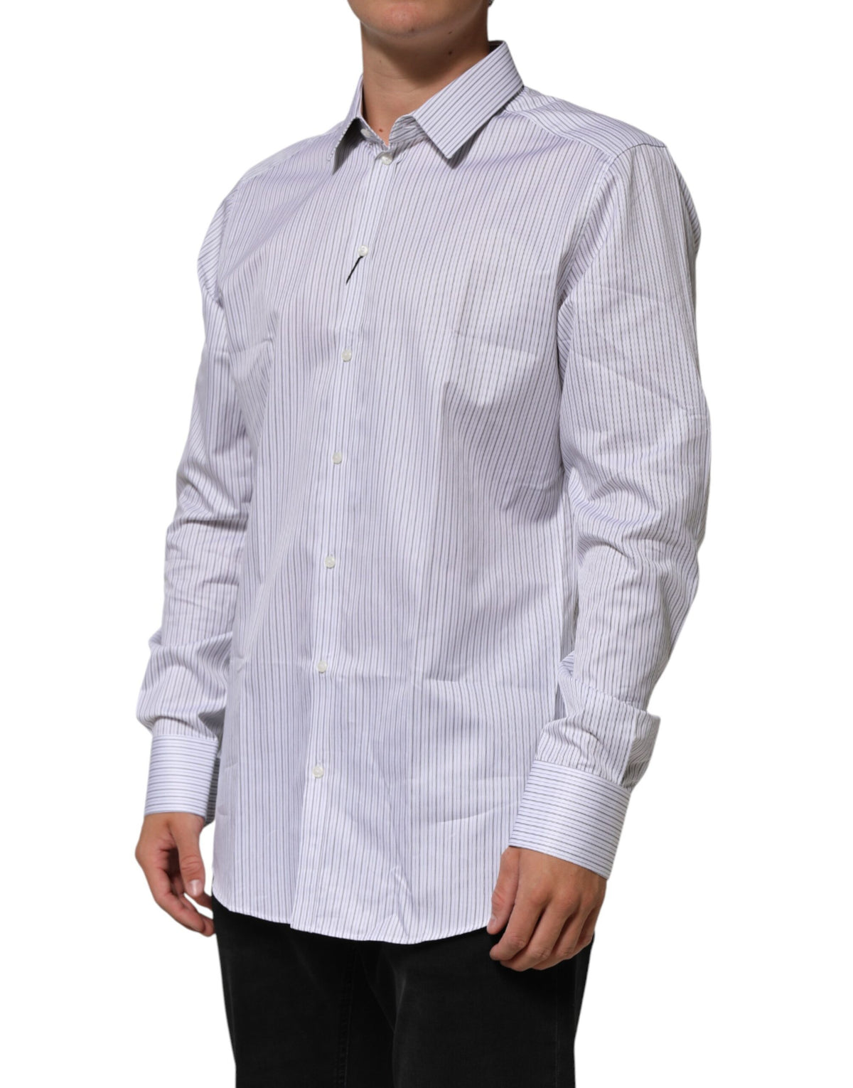 White Stripes Cotton Men GOLD Dress Shirt