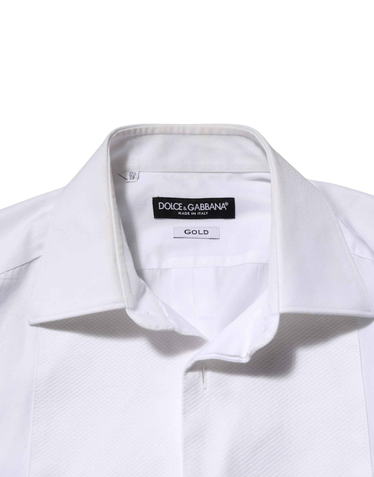 White Cotton Collared Bib GOLD Dress Shirt
