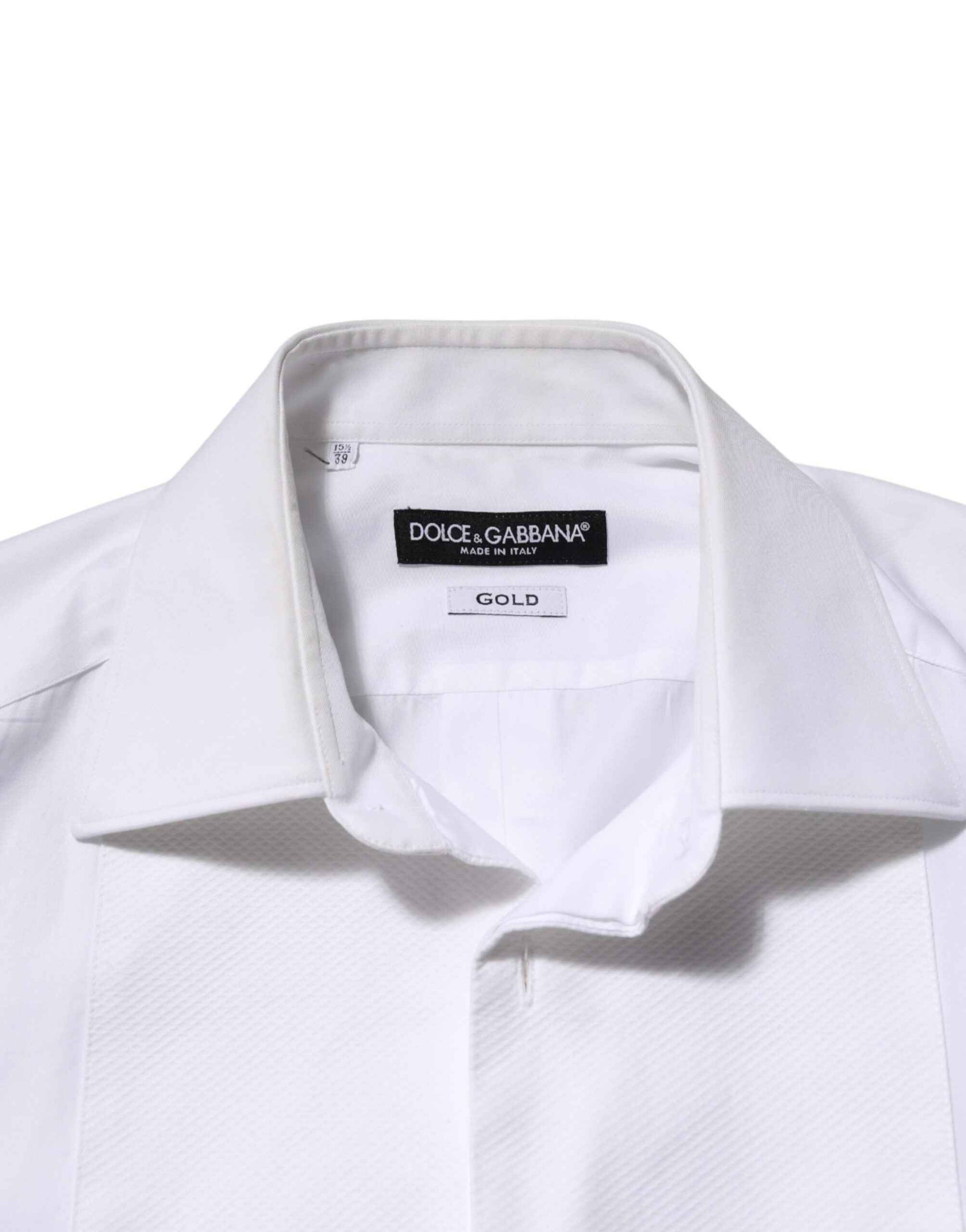 White Cotton Collared Bib GOLD Dress Shirt