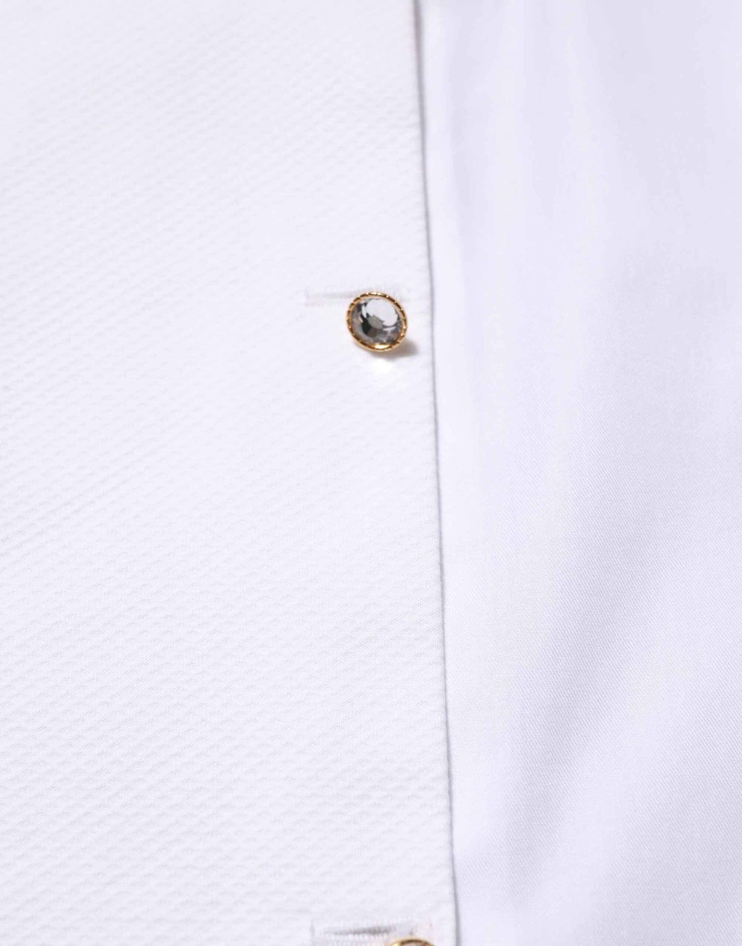 White Cotton Collared Bib GOLD Dress Shirt