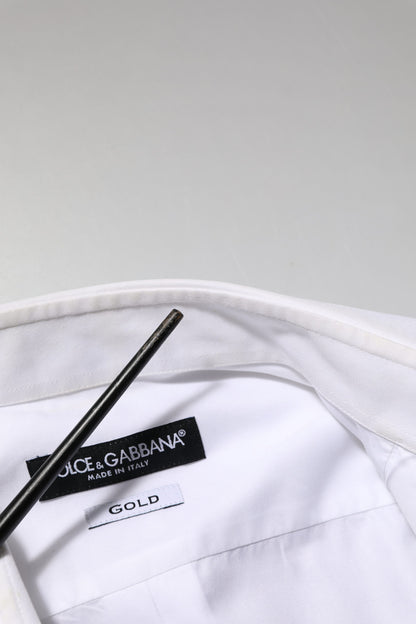 White Cotton Collared Bib GOLD Dress Shirt