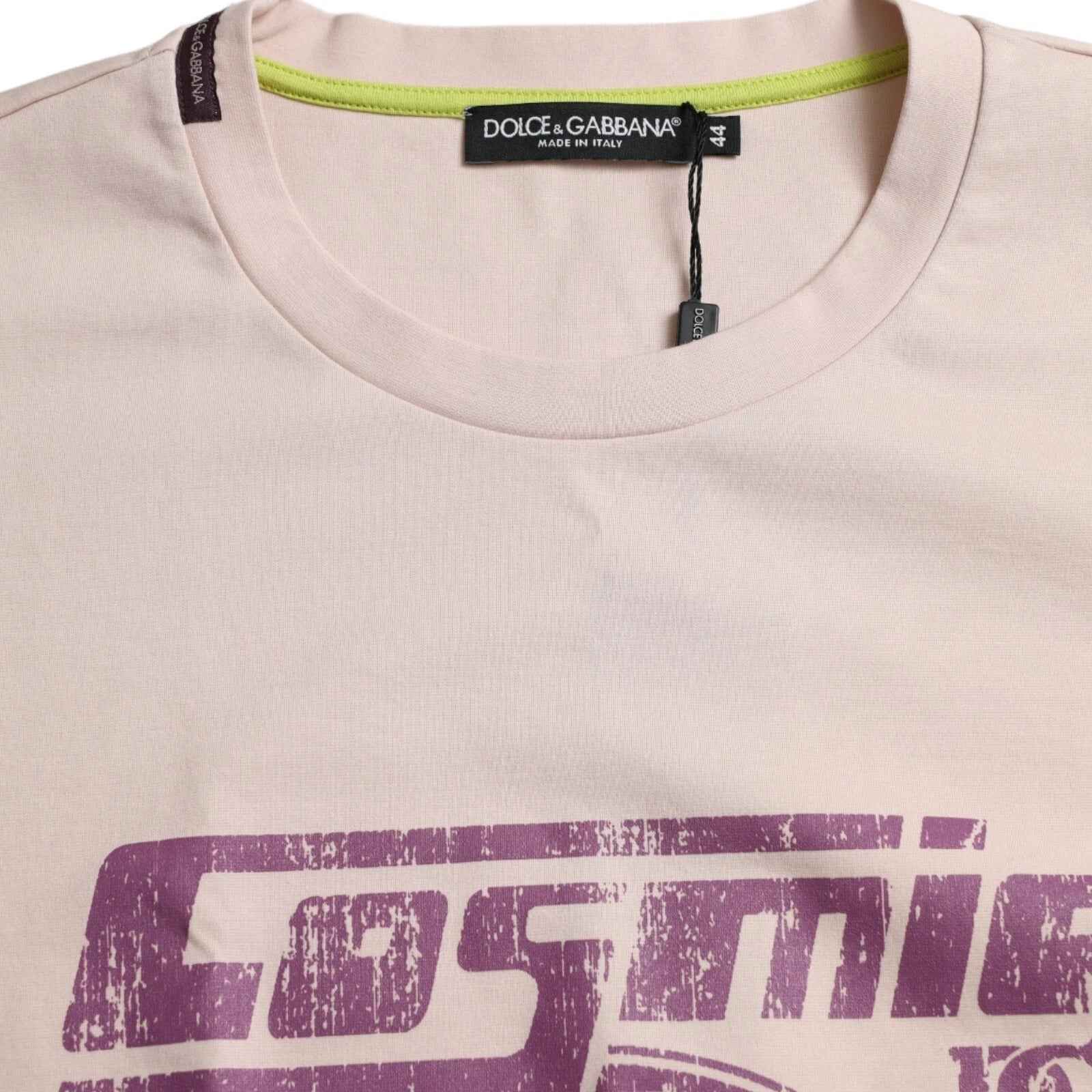 Beige Cosmic Love Cotton Crew Neck T-shirt