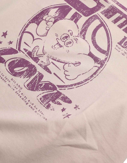 Beige Cosmic Love Cotton Crew Neck T-shirt