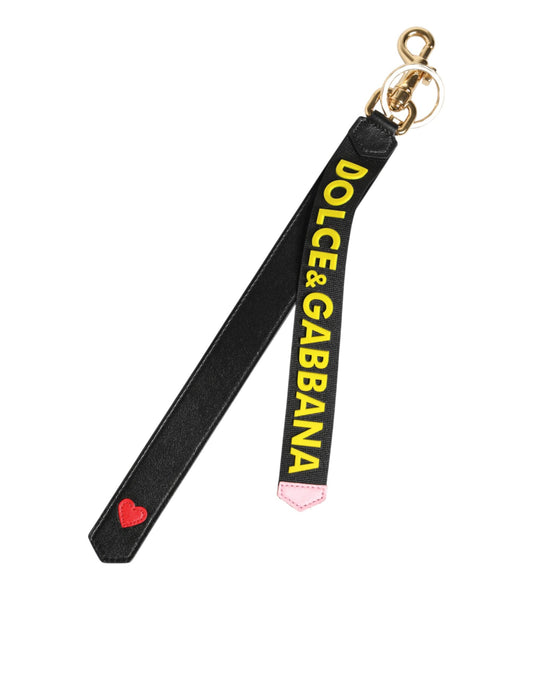 Black Yellow Logo Letaher Brass Holder Keychain Keyring