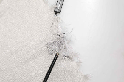 Gray Cashmere Knit Fringes Neck Foulard 67cm x200cm Foulard Scarf