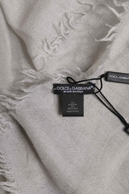 Gray Cashmere Knit Fringes Neck Foulard 67cm x200cm Foulard Scarf
