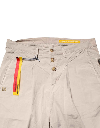 Beige Cotton Stretch Slim Fit Denim Jeans
