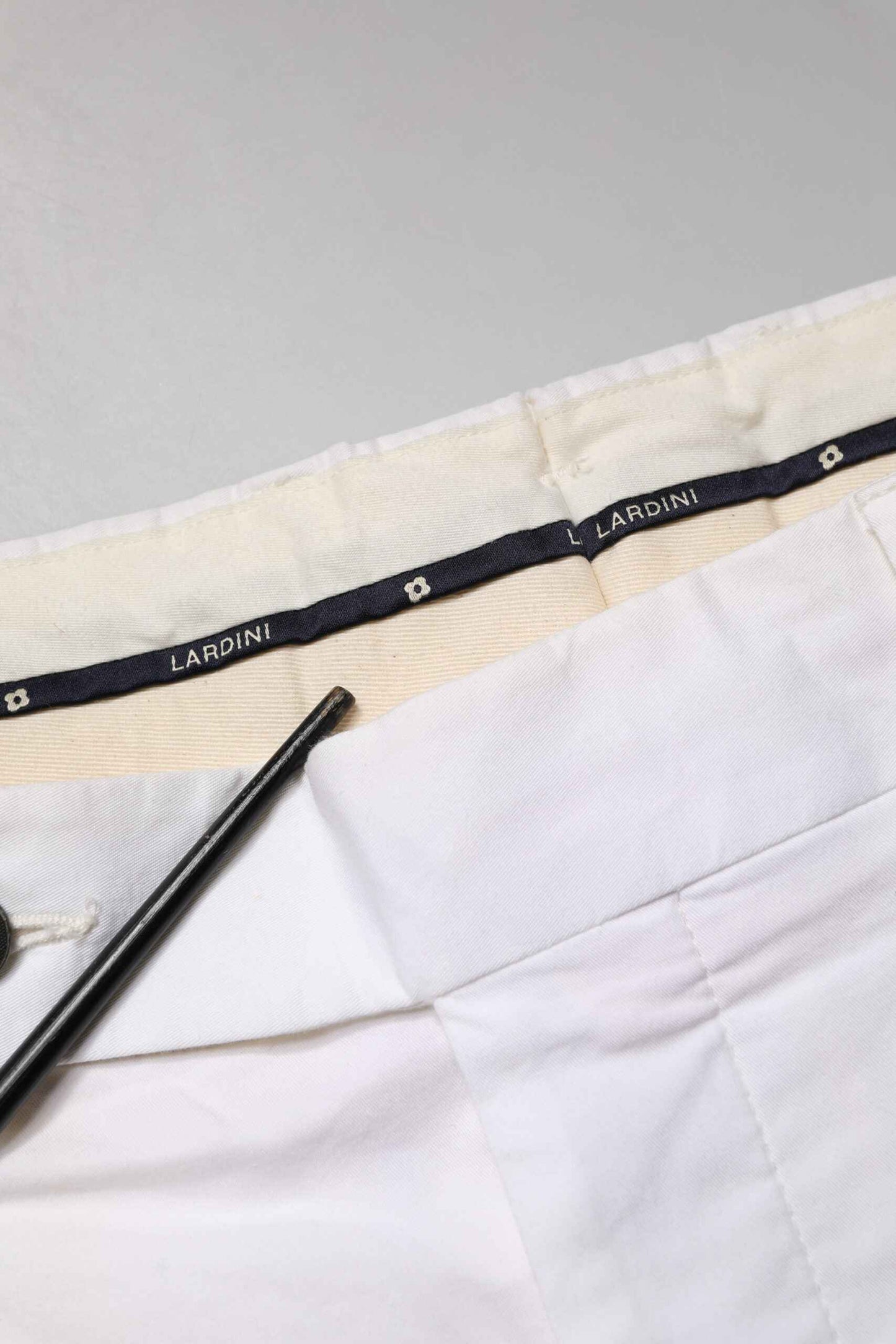 White Cotton Stretch Tapered Mid Waist Chino Pants