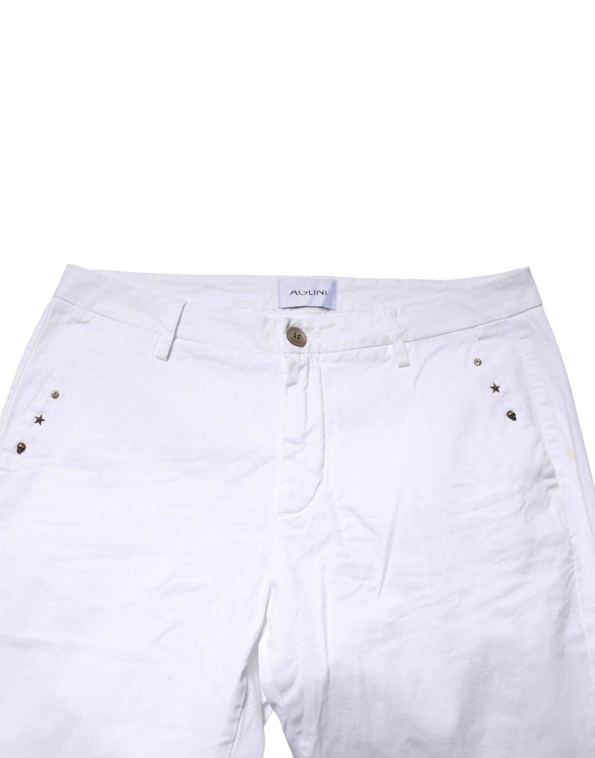 White Skinny Fit Mid Waist Men Chino Trouser Pants