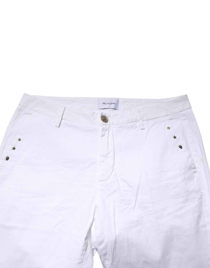 White Skinny Fit Mid Waist Men Chino Trouser Pants