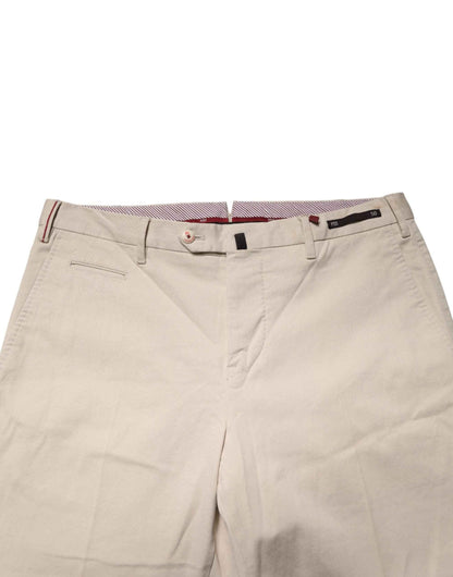 Beige Men Chino Mid Waist Straight Dress Trouser Pants