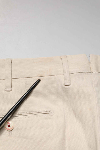 Beige Men Chino Mid Waist Straight Dress Trouser Pants