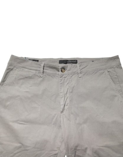 Gray Cotton Stretch Tapered Fit Men Chino Trouser Pants