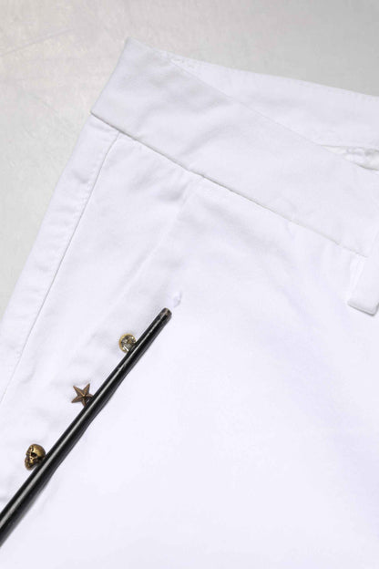 White Skinny Fit Mid Waist Men Denim Trouser Jeans