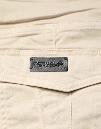 Beige Skinny Fit Mid Waist Men Denim Jeans