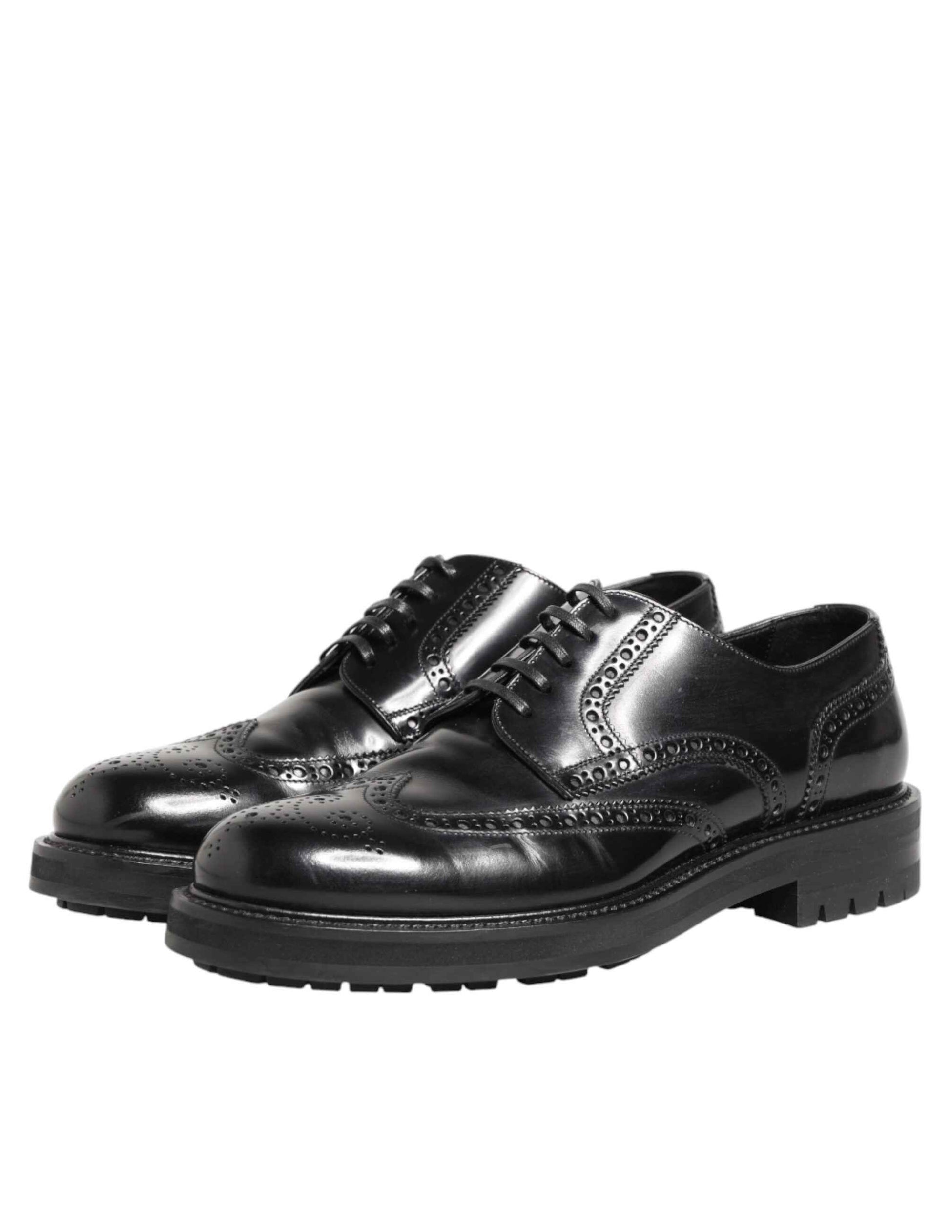 Black Calfskin Leather Derby Men Dress Shoes