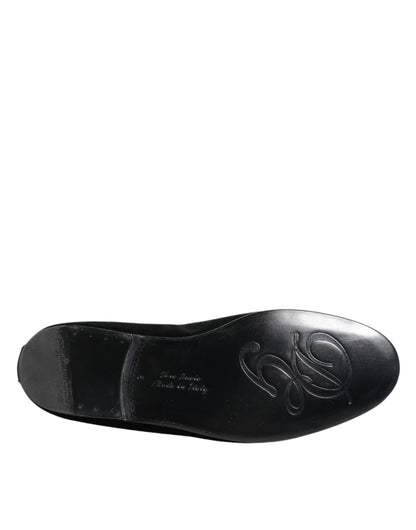 Black Velvet Gold Crown Mens Loafers Shoes