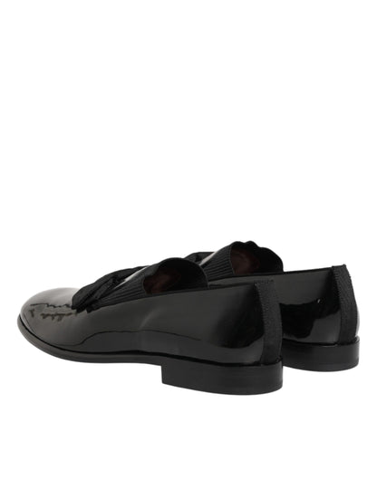 Black Leather Slip On Dress Men Loafers Shoes