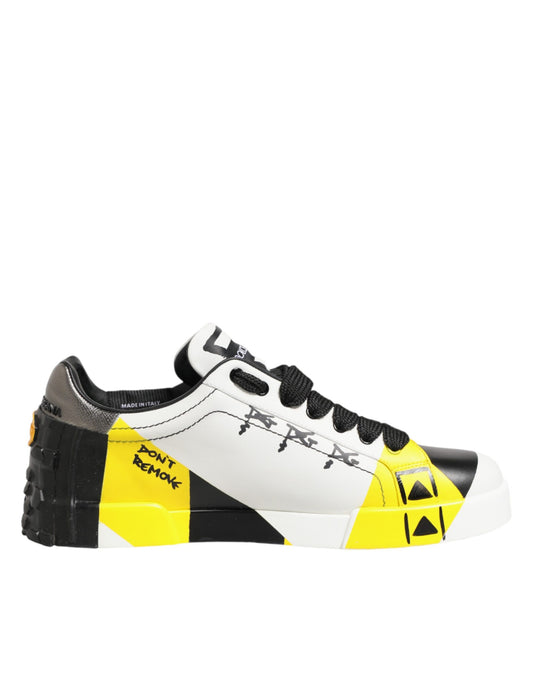 Multicolor Leather Graffiti Low Top Sneakers Shoes
