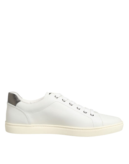 White Leather Heart Embellished Sneakers Shoes