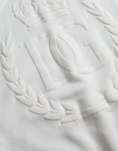 White Cotton Hooded Pullover Sweatshirt Men