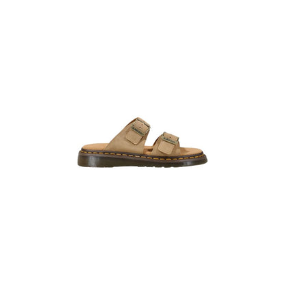 Beige Leather Flat Sandals